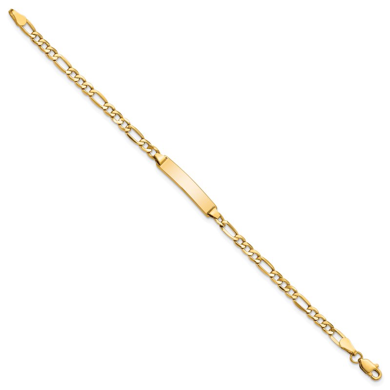 14k Polished Semi-Solid Chain/Solid Plate Figaro Link 20.3x4.4mm Plate 6 inch Baby/Child ID Bracelet DCID140