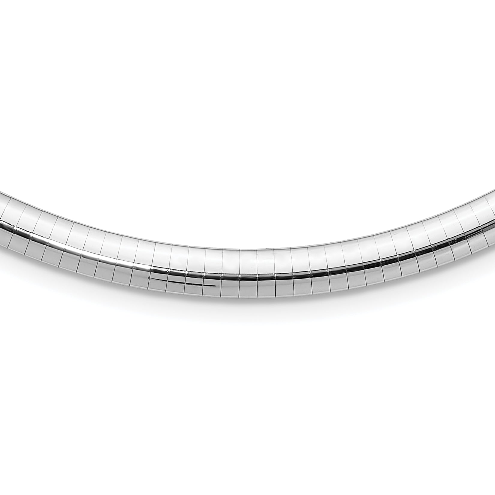 14k White Gold Polished 6mm Standard Weight 16 inch Domed Omega Necklace OW6