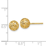 14K 7.5mm Fancy Pierced Ball Post Earrings YE1689