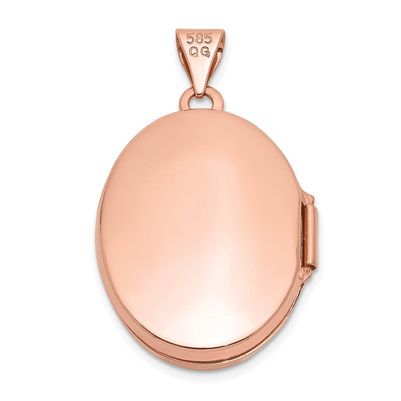 14K Rose Gold Diamond Vintage Filigree with Black Fabric Interior 21mm Oval Locket XL671