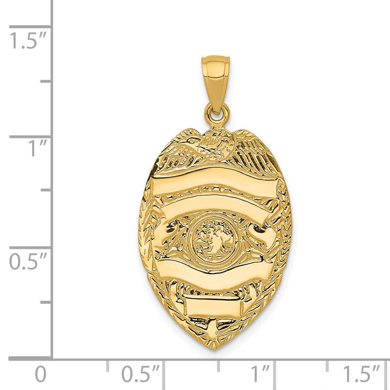 14k Large Badge with Engravable Area Pendant C2254