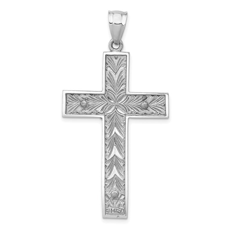 14k Two-tone Crucifix with Flower Center Pendant D347