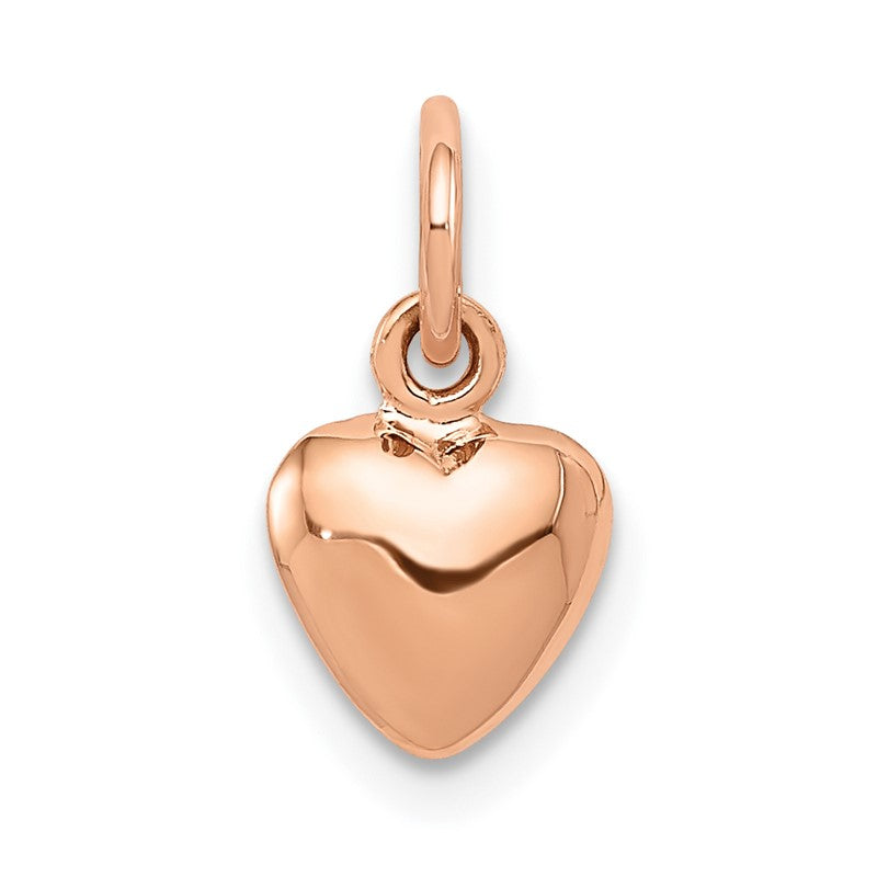 14K Rose Polished 3-D Puffed Heart Charm K796