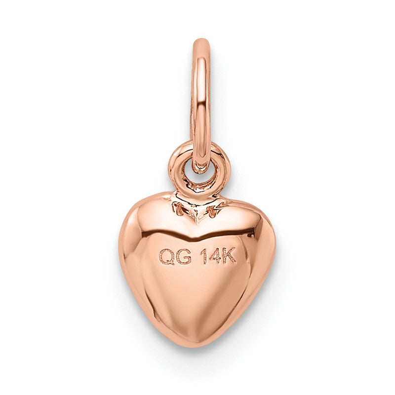 14K Rose Polished 3-D Puffed Heart Charm K796