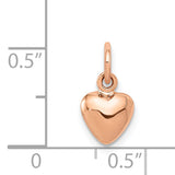 14K Rose Polished 3-D Puffed Heart Charm K796