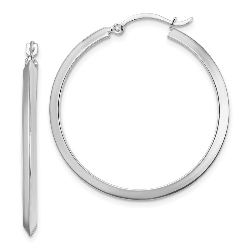 14K White Gold 2.25x32mm Polished Knife-Edge Tube Hoop Earrings TF1631W