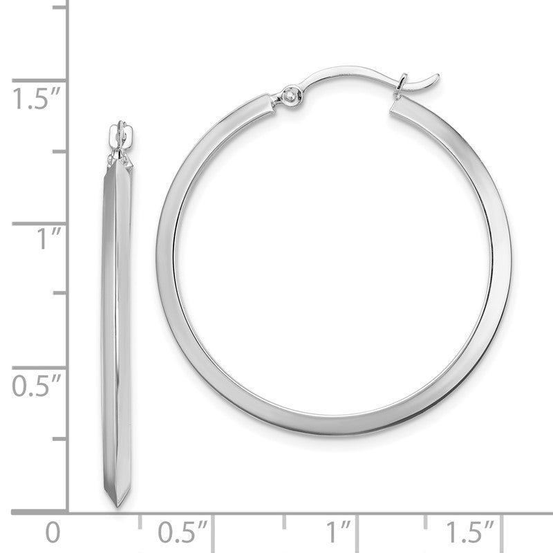 14K White Gold 2.25x32mm Polished Knife-Edge Tube Hoop Earrings TF1631W