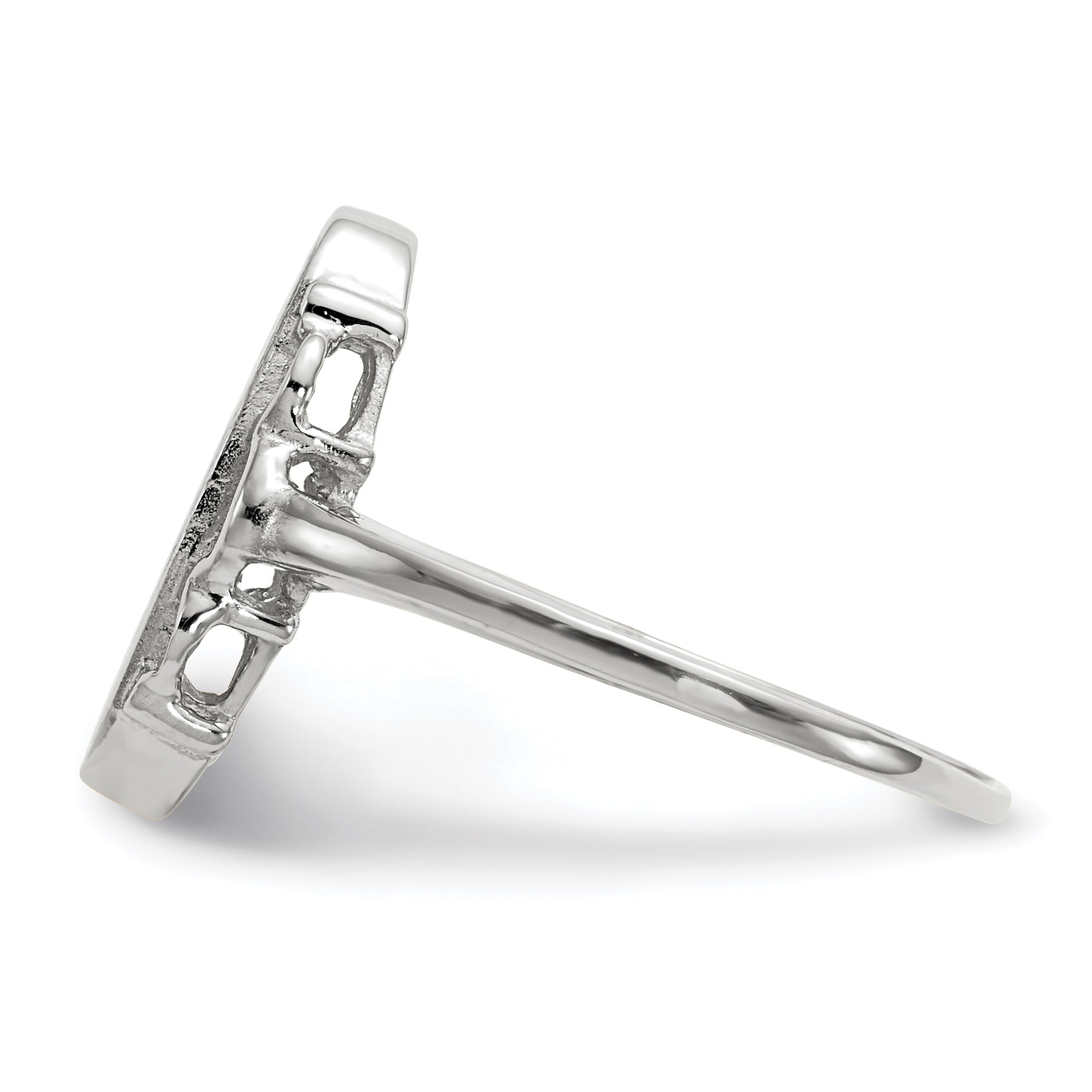 14k White Gold 7.0x14.5mm Open Back Signet Ring RS560