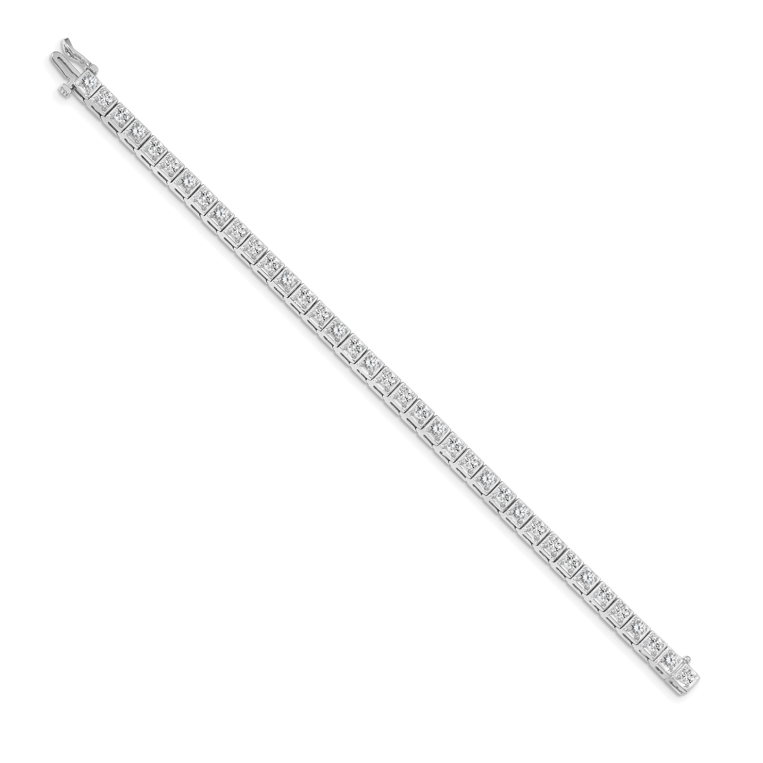 14k White Gold Complete 3.75 carat Round A Diamond 4-prong 7 inch Tennis Bracelet X2163WA