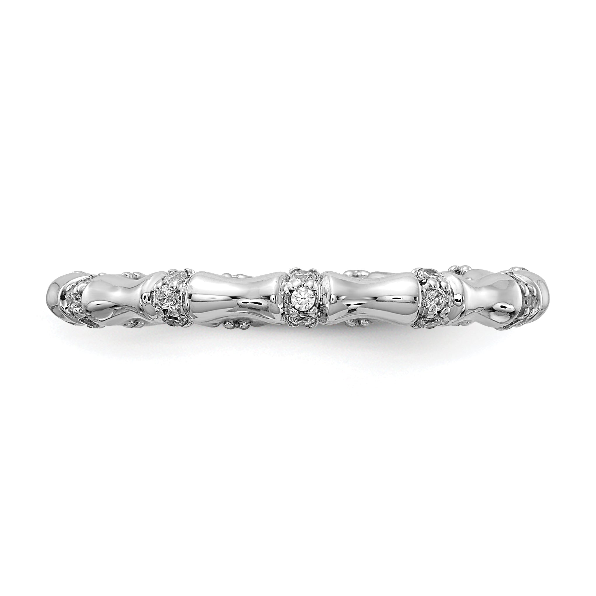 14k White Gold 3mm 1/5 carat Diamond Fancy Bamboo Band RM3722
