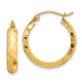 14k 4x21mm Diamond-cut Round Tube Hoop Earrings TF1579