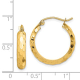 14k 4x21mm Diamond-cut Round Tube Hoop Earrings TF1579