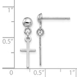 14k White Gold Polished Cross Dangle Post Earrings TC741W