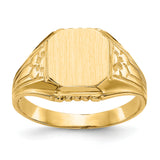 14k 9.0x9.0mm Octagon Open Back Floral Signet Ring CH183