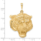 14k Large Satin Diamond-cut Tiger Head Pendant C1158
