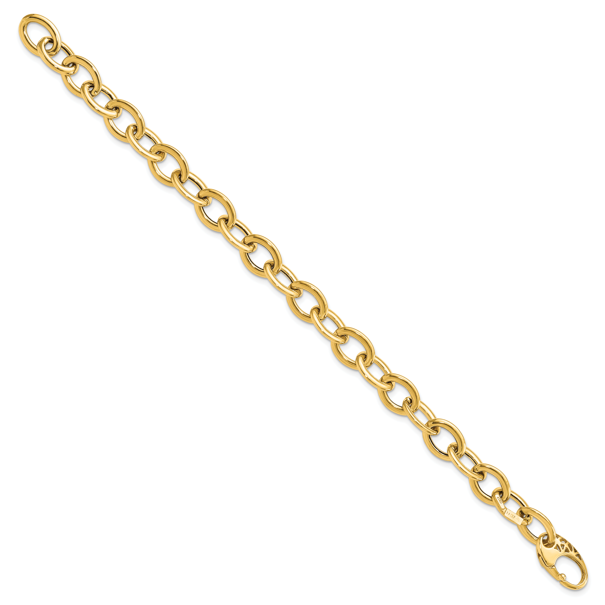 14k Polished 9.3mm Fancy Oval Link 8.5 inch Bracelet SF2371