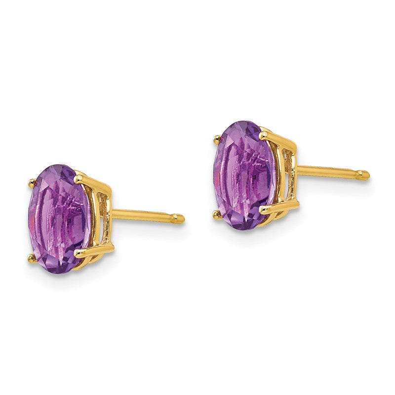 14k 8x6mm Oval Amethyst Post Earrings XE88AM