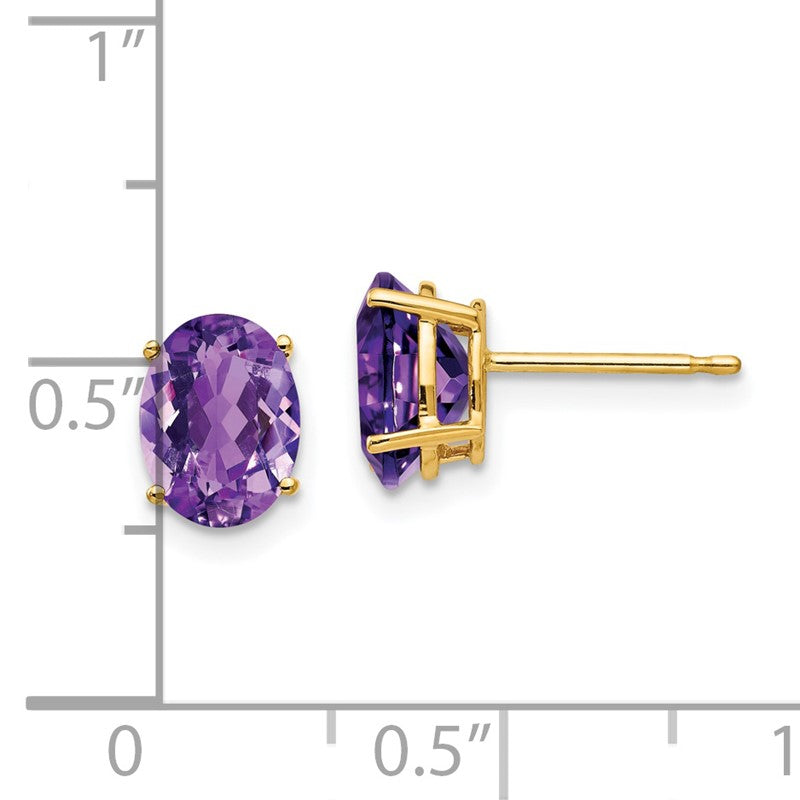 14k 8x6mm Oval Amethyst Post Earrings XE88AM