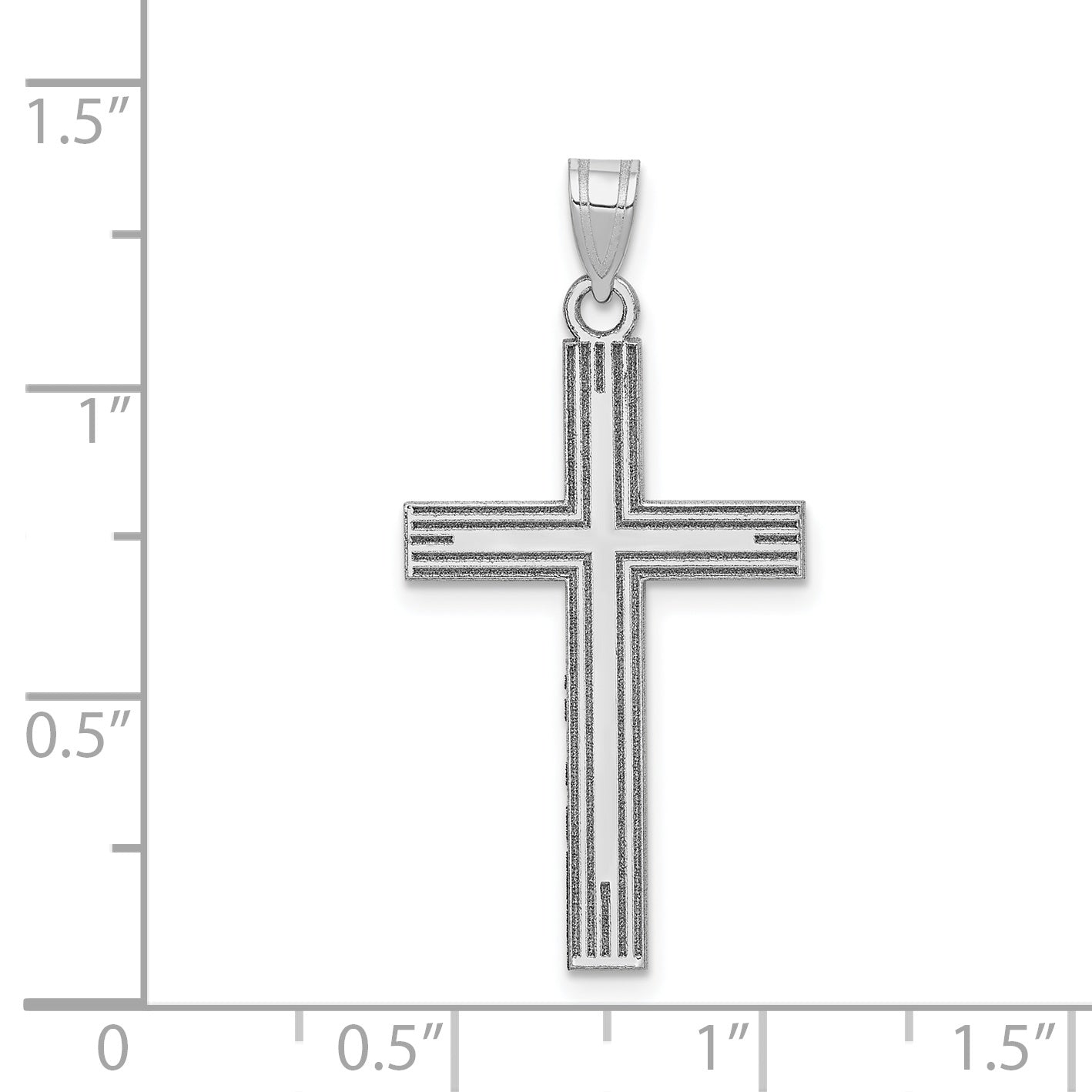 14k White Gold Solid Laser Etched Cross Pendant XWR3