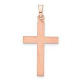 14K Rose Gold Brushed and Polished Hollow Cross Pendant XR1445