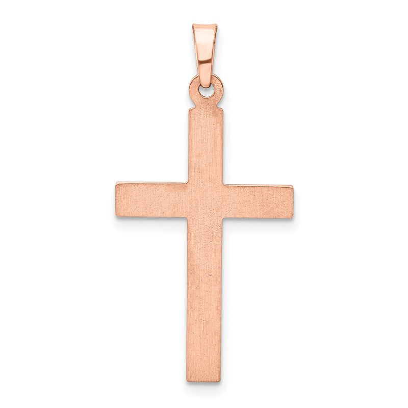 14K Rose Gold Brushed and Polished Hollow Cross Pendant XR1445