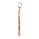14K Rose Gold Brushed and Polished Hollow Cross Pendant XR1445