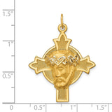14k Hollow Polished and Satin Medium Jesus Medal Cross Pendant XR1740
