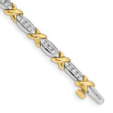 14k Two-tone Polished Complete 1 carat Diamond X-design 6.5in Bracelet BM4618