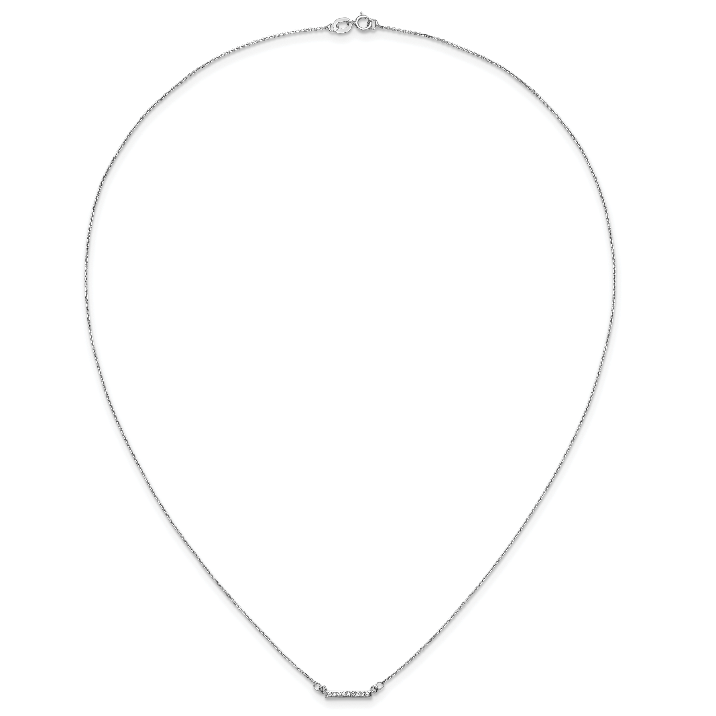 14k White Gold Polished 1/20 carat A Diamond Tiny Bar 18 inch Necklace XP5030WA