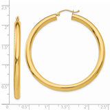 14K 4x50mm Polished Lightweight Tube Hoop Earrings T952L