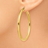 14K 4x50mm Polished Lightweight Tube Hoop Earrings T952L