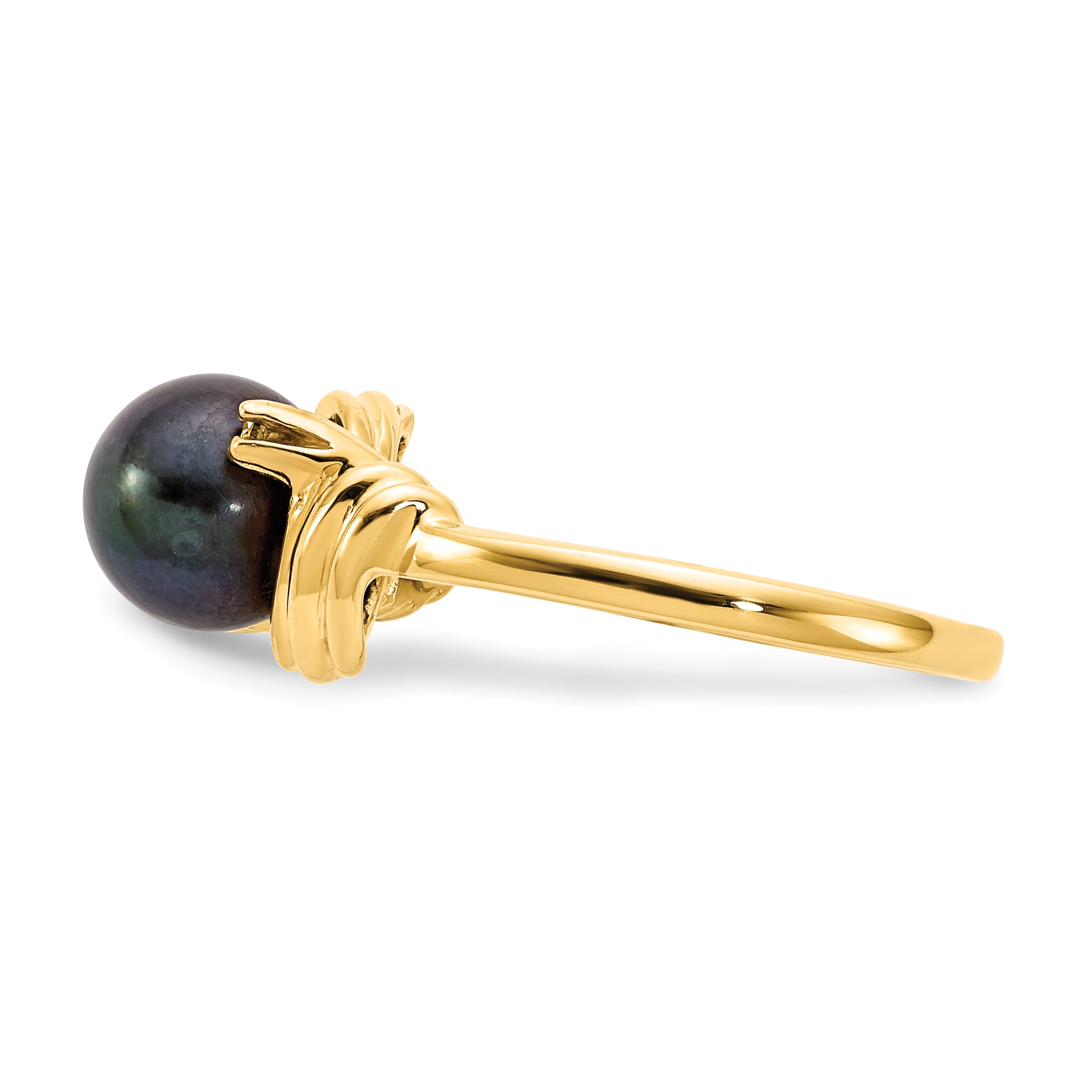 14k 7mm Black Freshwater Cultured Pearl and AA Diamond Ring Y1863BP/AA