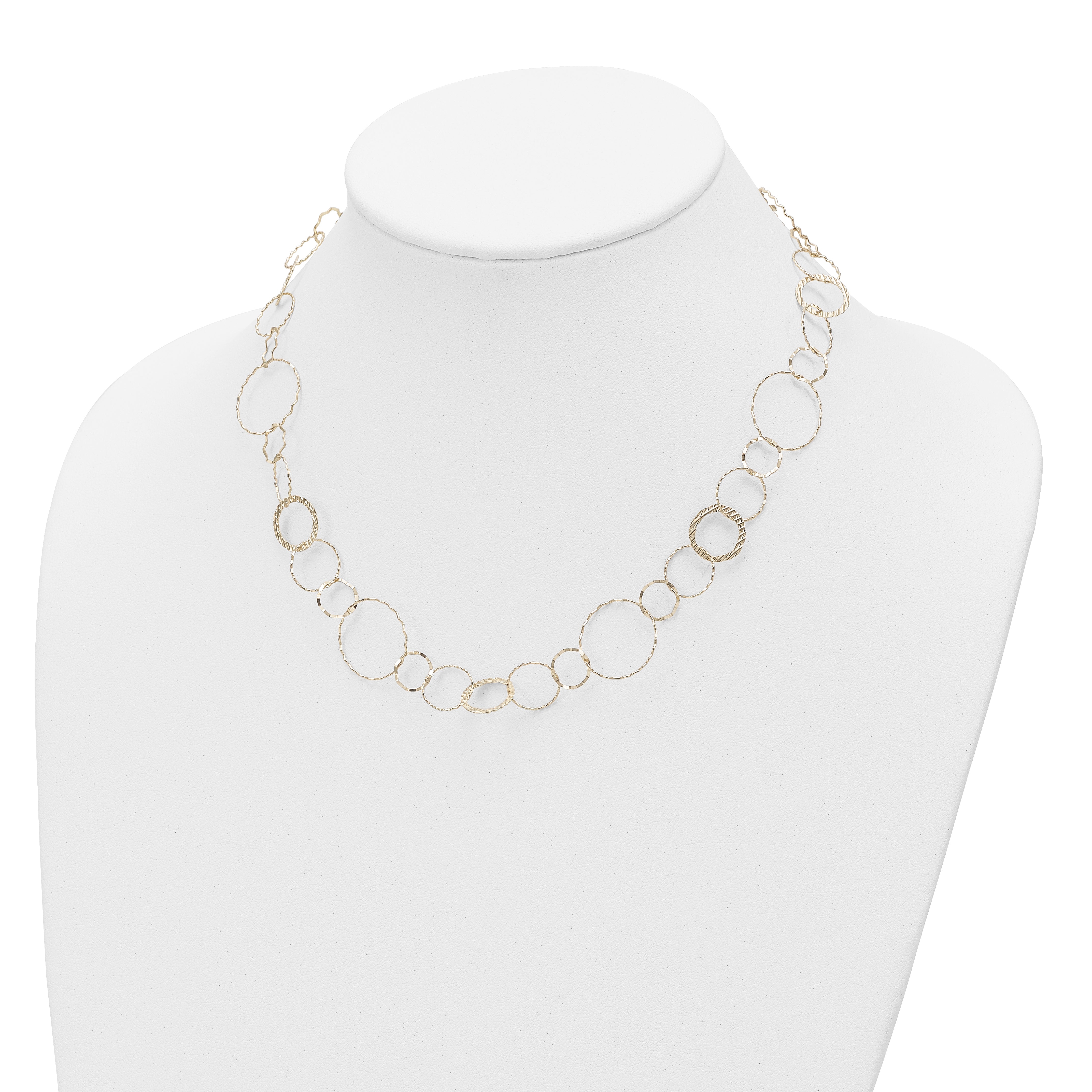 14K Polished Diamond-cut and Textured Circles 18 inch Necklace SF1668