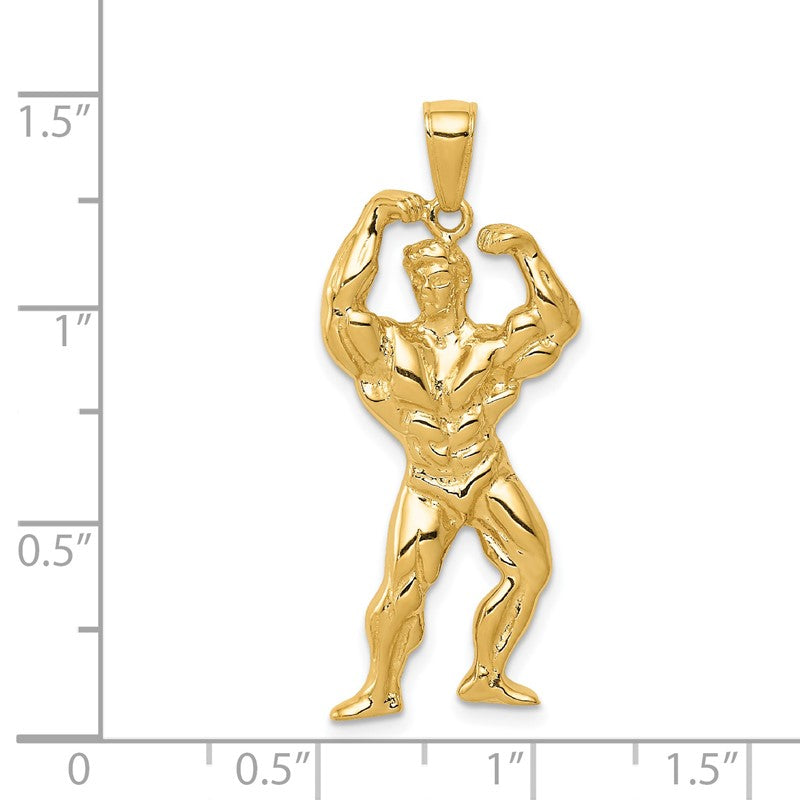 14k Solid Polished Weightlifter Pendant C2641