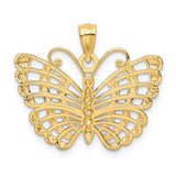 14k and White Rhodium Diamond-cut Butterfly Pendant K3236