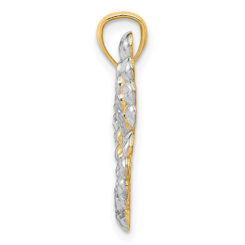 14k and White Rhodium Diamond-cut Butterfly Pendant K3236