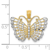 14k and White Rhodium Diamond-cut Butterfly Pendant K3236