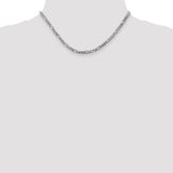 14K White Gold 26 inch 4mm Flat Figaro with Lobster Clasp Chain WFIG100