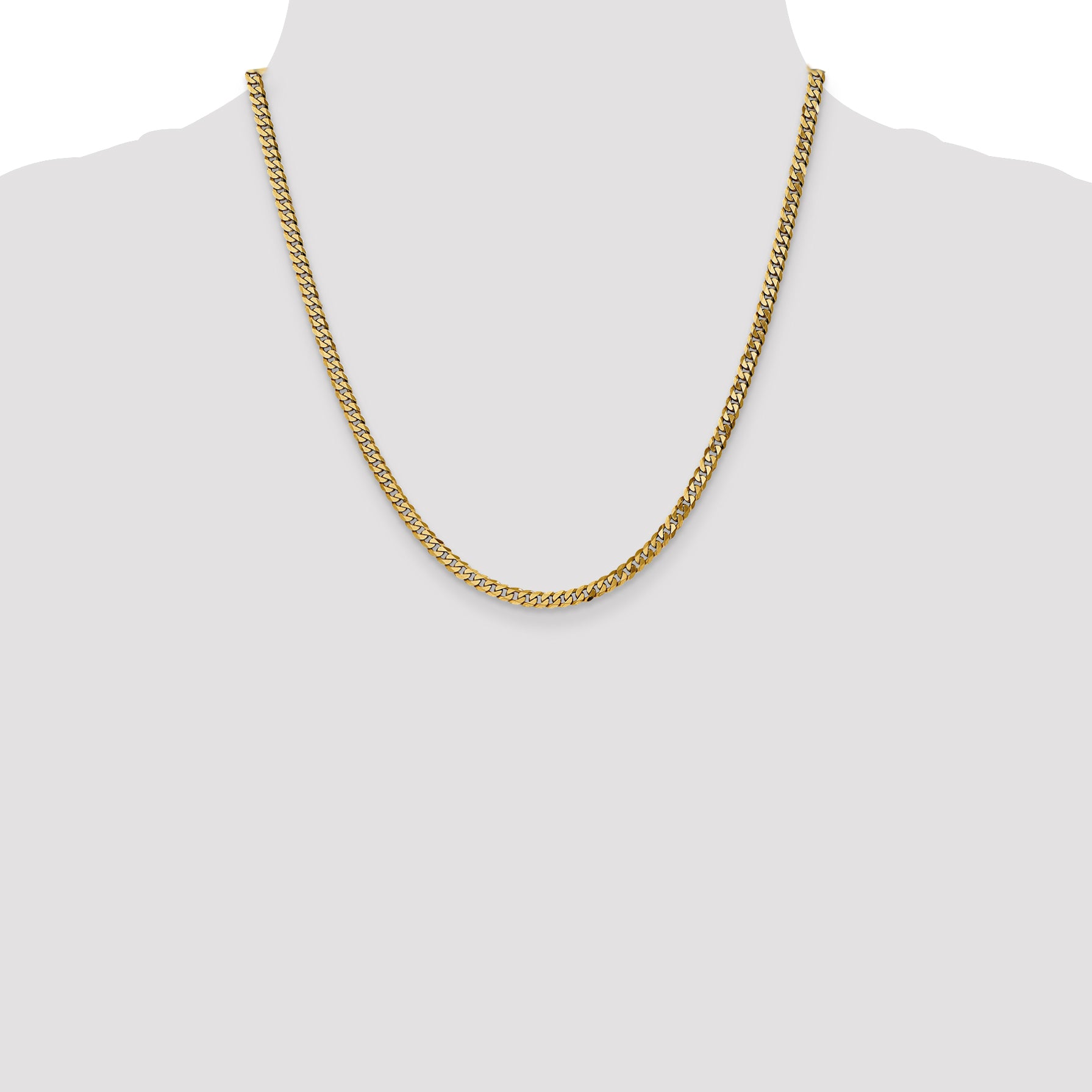 14K 26 inch 3.9mm Flat Beveled Curb with Lobster Clasp Chain FBU100