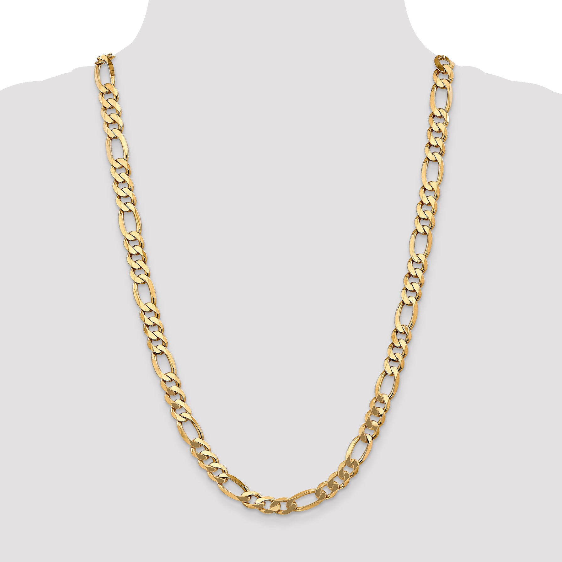 14K 26 inch 8.75mm Flat Figaro with Lobster Clasp Chain FFL220