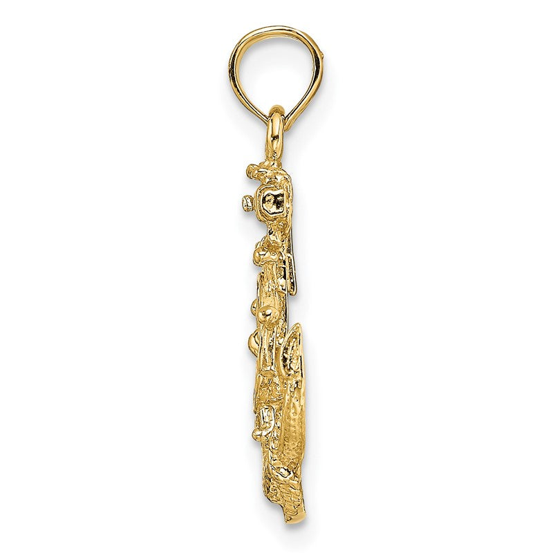 14k Small Anchor with Rope and Ships Wheel Pendant K3078