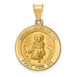 14k Polished and Satin Hollow St Peregrine Medal Round Pendant XR1378