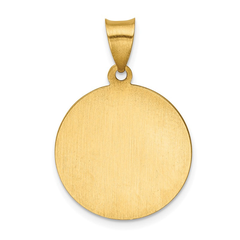 14k Polished and Satin Hollow St Peregrine Medal Round Pendant XR1378
