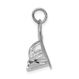 14k White Gold 3-D Large Firemans Helmet Charm A0412W