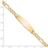 14k Polished Solid Chain/Solid Plate Flat Figaro Link Soft Diamond Shape 33x9mm Plate 7 inch ID Bracelet LID78C