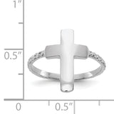 14k White Gold Polished and Textured Cross Ring K5741