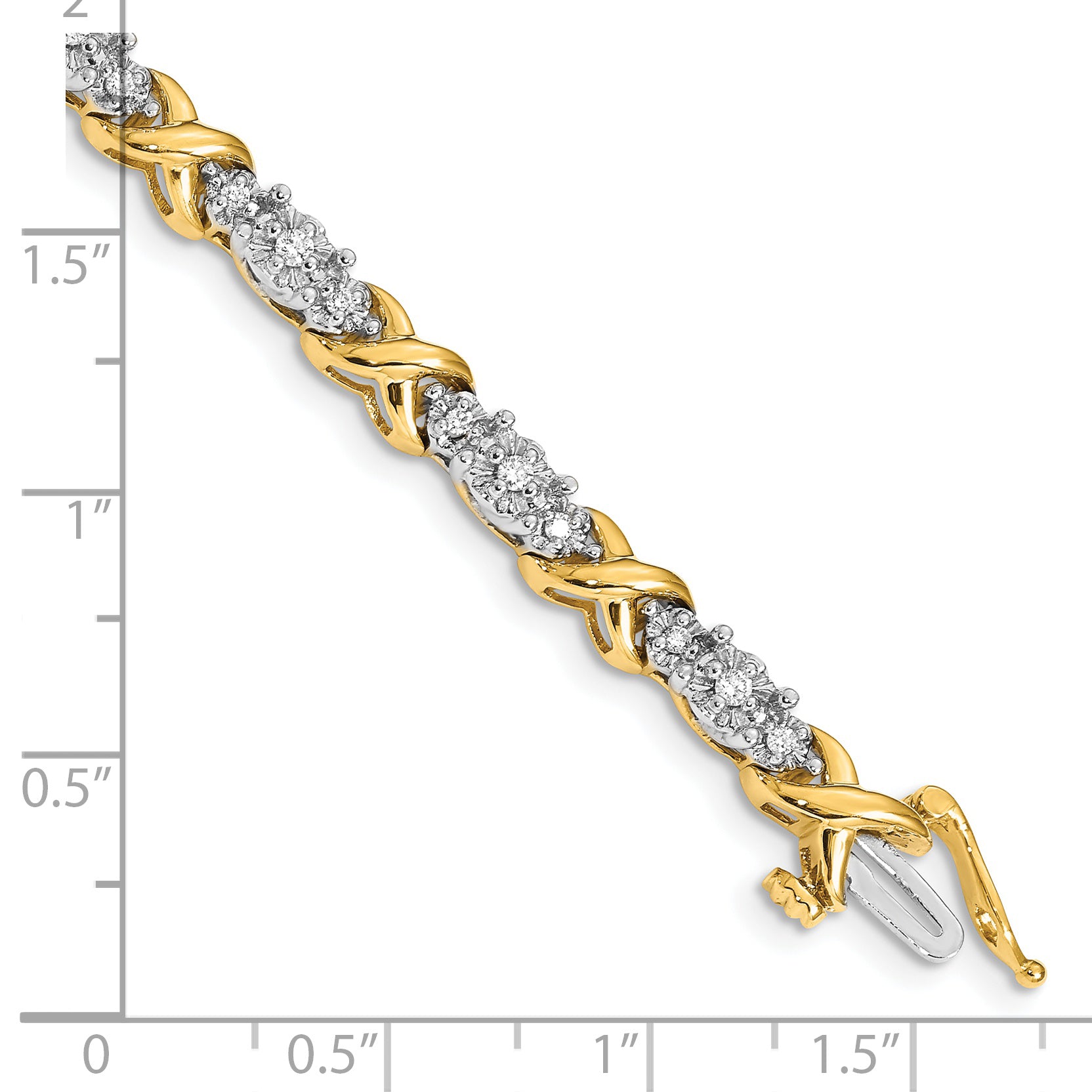 14k Two-tone Complete 1/2 carat Diamond X-design 7 inch Bracelet BM4616