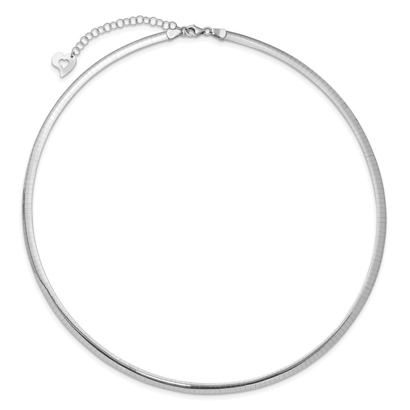 14k Two-tone 4mm Lightweight Reversible 16 inch Omega Necklace Plus 2 inch Heart Chain Extender ROML4