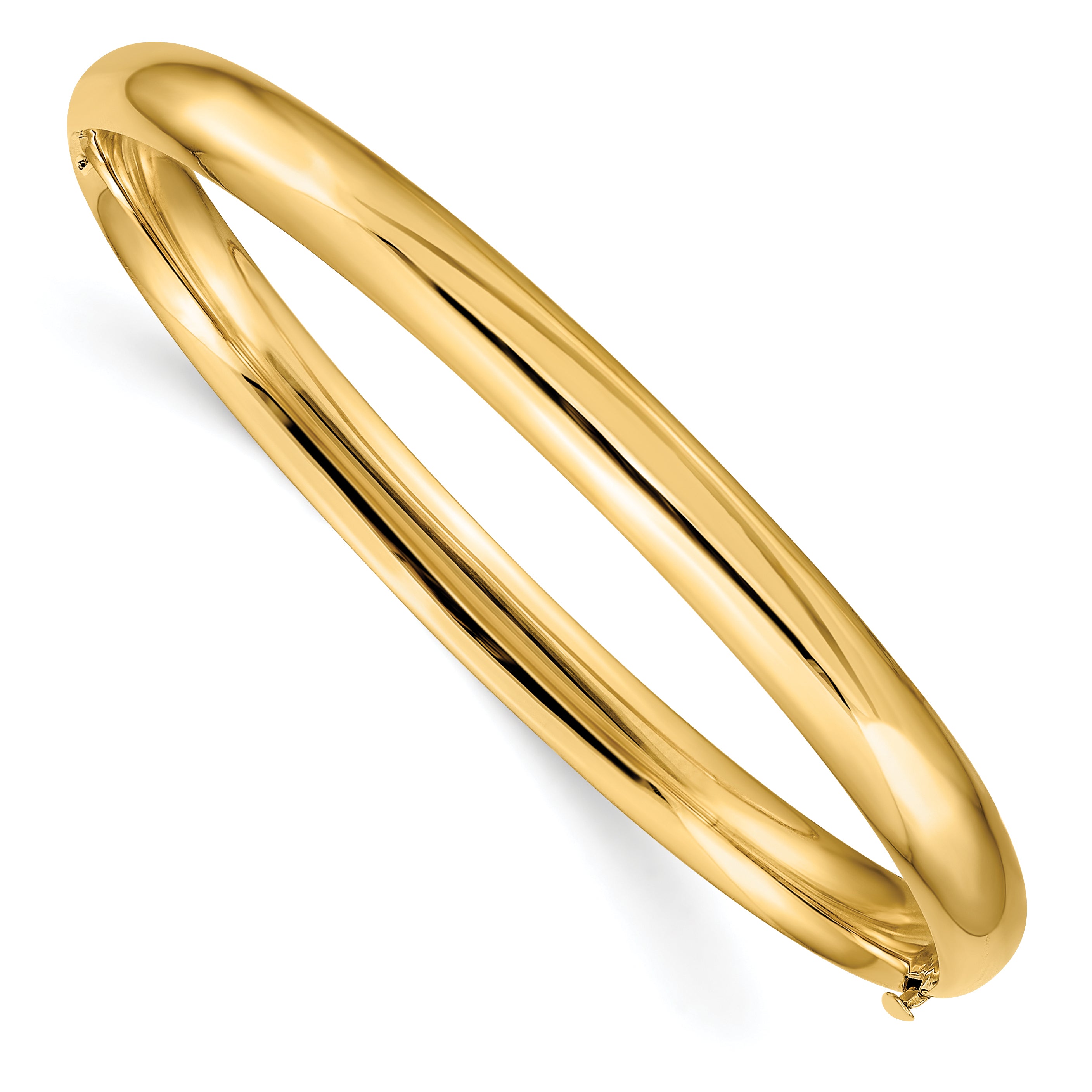 14k 4/16 Oversize High Polished 6.00mm Hinged Oval Bangle Bracelet HP4/16O