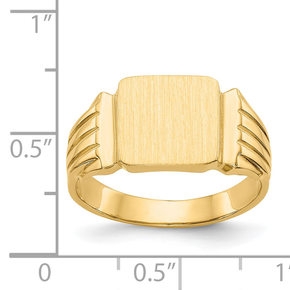 14k 10.5x10.5mm Square Open Back Mens Signet Ring CH171